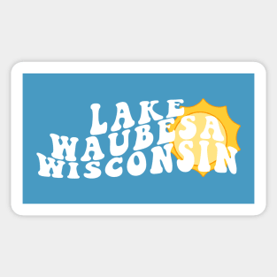 Sunshine in Lake Waubesa Wisconsin Retro Wavy 1970s Summer Text Sticker